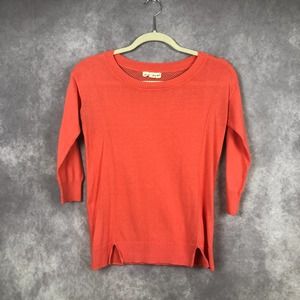 Anthropologie If It Were Me Top‎ 3/4 Sleeve Coral Lightweight Sweater